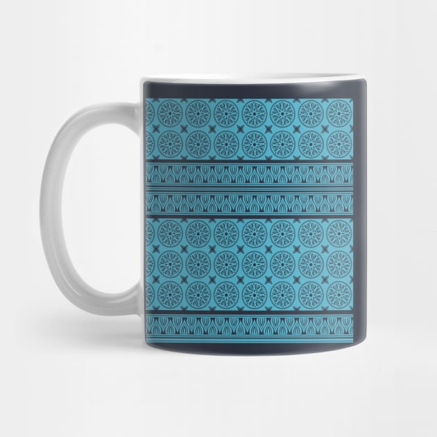 African Ethnic Tribal Blue Turquoise Pattern by oknoki